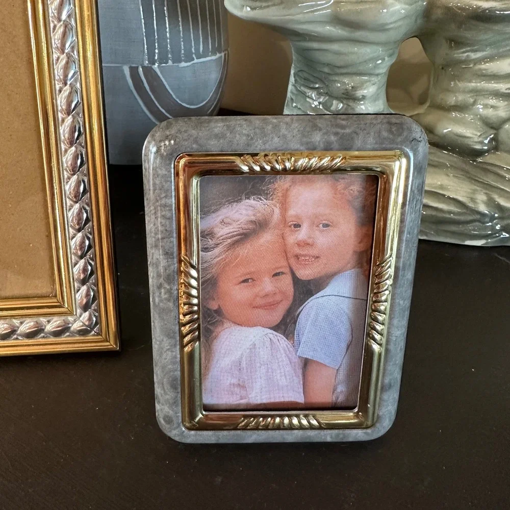 VTG 90's Picture Frame Set 2 Gold Silver Textured 5x7 2x3 Cottagecore Grannycore